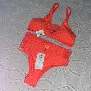 Bright Orange Cheetah Print Bikini